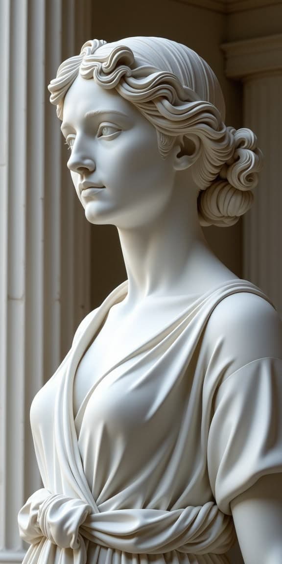 Classical marble statue of a woman at MSpa